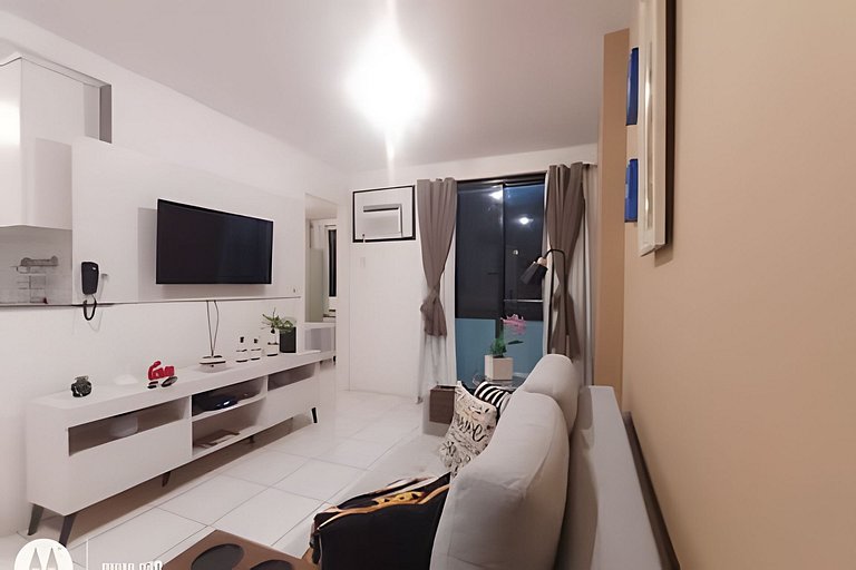 Flat com Piscina, Sauna e Estacionamento