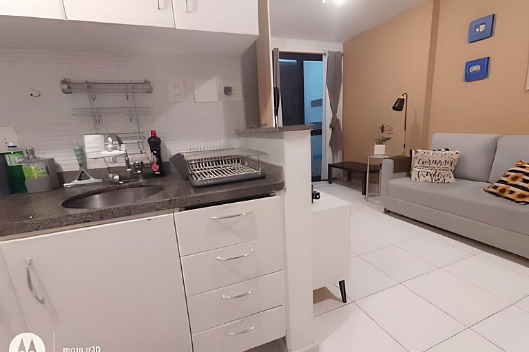 Flat com Piscina, Sauna e Estacionamento