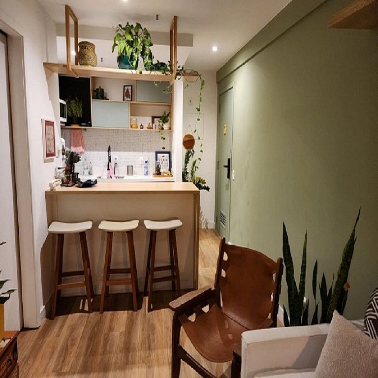 Flat com piscina, sauna e vaga de estacionamento